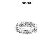 OOAK链条铭牌戒指时尚简约设计中性工业ins风情侣对戒铭牌项链