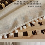 拾光棉麻桌布日式亚麻纯色，毛球花边装饰拍摄背景，布北欧(布北欧)原木乡
