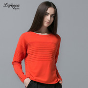 lafoppa羊绒混纺针织衫女圆领，冬季保暖橙色，打底修身毛衣