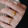 欧美复古放射纹镀18K金戒指女指环小众高级感设计轻奢情人节