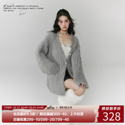bbblue原创设计马海毛毛衣针织，开衫外套女秋冬氛围感小众上衣