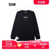 izzue男装长袖T恤2022春季潮流军事风印花装饰打底2113S2I