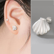海洋风贝壳珍珠系列999纯银饰耳钉拧螺丝扣，女士优雅高颜值