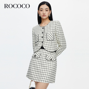 rococo商场同款2023早秋中世纪复古格纹短裙时髦小香风半身裙