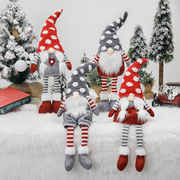 跨境圣诞装饰品红灰条纹，创意款无脸娃娃北欧风，森林人公仔摆件