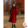 新年红色羊毛大衣女2024年冬装，法式小个子长款双面羊绒呢子外套