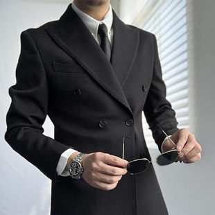mushen慕绅复古双排扣西服，套装商务休闲免烫修身高级感西装礼服男