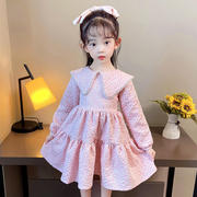 女童初秋娃娃领长袖礼服，短款蓬蓬公主裙，连衣裙小碎花网红小众流行