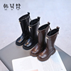 女童长靴二棉加绒高筒靴英伦洋气韩版2023冬季儿童皮靴子保暖