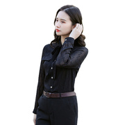 2022夏季职业套装女韩版轻熟设计感长袖雪纺衬衣大码洋气上衣