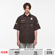 BLINDNOPLAN 24SS 重工运动徽章刺绣夏季宽松短袖衬衫