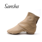 sansha/三沙爵士舞靴高筒拉链牛皮舞蹈鞋软皮底瑜伽现代舞鞋JB6LC