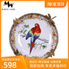 中式法式门厅过道墙上挂蝶纯铜蜻蜓手绘陶瓷鹦鹉挂盘挂饰经典壁饰