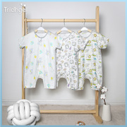 超薄款婴儿双层竹纤维，纱布连体衣空调，服新生宝宝短袖哈衣夏季