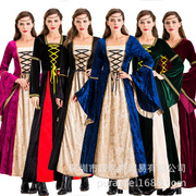 Halloween万圣节服装复古中世纪欧洲文艺复兴宫廷舞会女王连衣裙