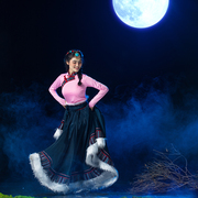 新藏族舞蹈演出服藏式半身裙艺考训练服广场舞表演服民族风大摆裙