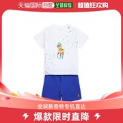 香港直邮潮奢 Polo Ralph Lauren 男童大马标针织T恤抓绒短裤套装
