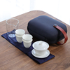 羊脂玉白瓷盖碗一壶四杯旅行茶具陶瓷便携式功夫，茶具套装德化白瓷