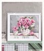 粉玫瑰花茶壶 十字绣套件 植物花卉 客厅卧室挂画 精准印花