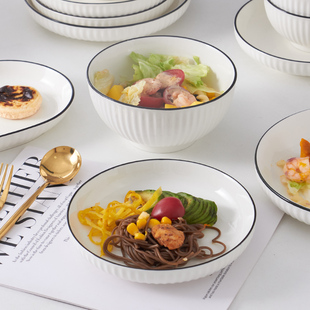 日式盘子菜盘餐具碗碟套装，家用陶瓷平盘凉菜圆盘，调味碟饭盘实用盘