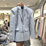格子小西装外套女2023年春秋季韩版显瘦时尚气质流行西服上衣