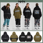 23NNN韩国长款滑雪卫衣双单板套头连帽男女款防风保暖黑色白色