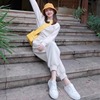 纯棉白色卫衣高级感休闲时尚运动两件套韩版小众，宽松显瘦套装