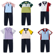 中小学生夏季运动短袖长裤，校服套装幼儿园园服学院，风纯棉夏装班服