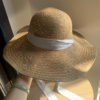夏季度假ins白色系带草编帽子女，甜美大檐沙滩遮阳绑带太阳大帽檐