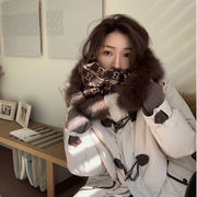 牛角扣羽绒棉服女2023冬季韩版大毛领工装棉服，宽松设计感小众