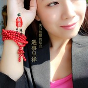 珊瑚108颗多圈手链项链红色时尚，情人节女友本命年开运首饰礼物