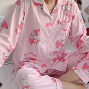 粉色美乐蒂睡衣少女春秋季长袖纯棉可爱甜美日系家居服两件套装