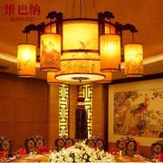 中式木艺吊灯餐厅包间多头复古宫灯茶楼仿羊皮定制中国风工程灯具