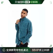 香港直邮潮奢asos男士，90s设计宽松款灯芯绒，双口袋青色绿色衬衫