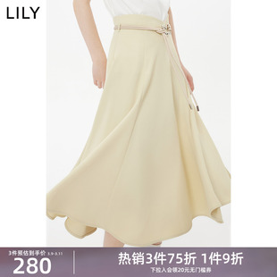 lily夏女装(夏女装)气质，时尚通勤款，优雅高腰复古鱼尾裙半身裙伞裙