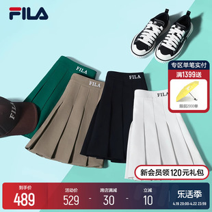 FILA 斐乐女士半身裙2024夏季运动休闲百搭显瘦透气百褶短裙