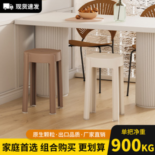 塑料凳子加厚家用可叠放餐桌板凳圆凳，时尚创意高凳子(高凳子)北欧简约椅子