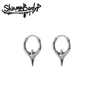 shinma钛钢尖角雕刻尖牙，耳环耳骨环银色朋克金属，风穿刺耳饰