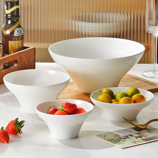 纯白骨瓷餐具米饭碗家用釉下彩陶瓷碗创意沙拉碗大碗汤碗异形碗