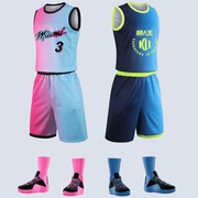 热火队球衣韦德3号迈阿密城市版篮球服套装定制印字男篮球衣