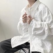 日系原创氛围衬衫男蝙蝠袖vibe小众设计感秋季韩式男装高级感衬衣