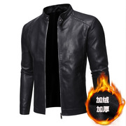 Casual Men's Leather Jackets 男式皮衣修身休闲皮夹克机车外套