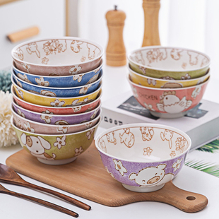 陶瓷釉下彩餐具十二生肖碗，家用单个景德镇卡通饭碗可爱家庭分餐碗