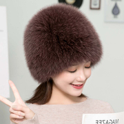 韩版狐狸毛帽子女冬天皮草帽，东北户外出行保暖护耳，包头时尚贝雷帽