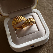 sokisof 欧美牛角面包戒指不规则18k镀金时髦小众设计指环