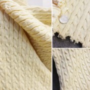 针织毛线衫粗犷麻花布料羊毛帽子扭绳菱形设计师面料超厚粗棒毛衣