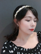 妃曼韩国小香风水钻珍珠发箍女复古法式2021网红外出头箍发饰