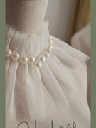 公主氛围感~欧根纱白色装饰珍珠毛边假领子 艺术拍摄写真道具配饰