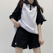 日系软妹运动套装女夏季学院风宽松短裤短袖休闲减龄两件套ins潮