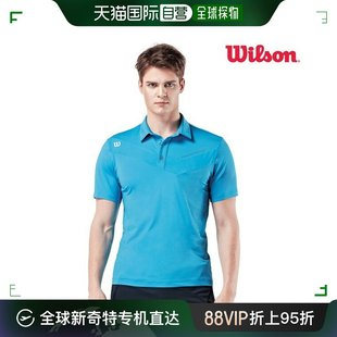 韩国直邮Wilson 运动T恤 男/短袖T卹/5223/藍色/立領襯衫